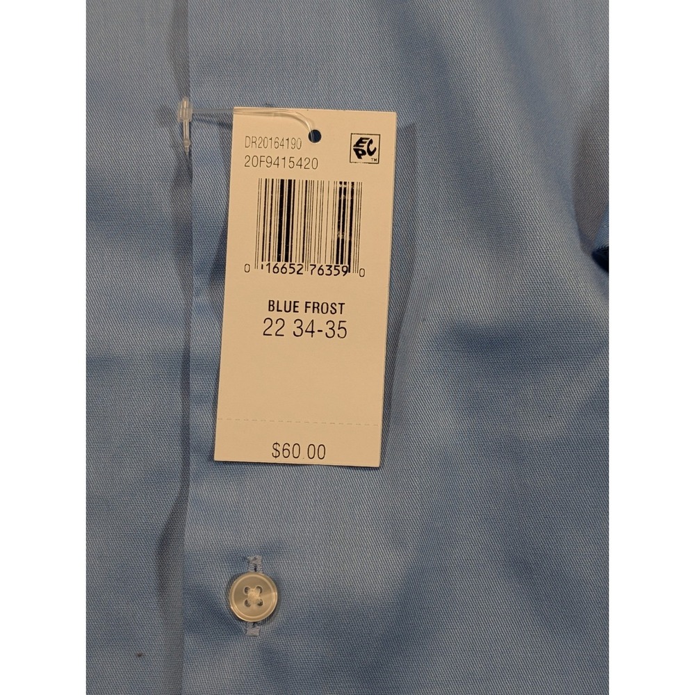 Van Heusen Flex Big Fit Dress Shirt Mens 5XL 22 34-35 Blue Frost Wrinkle Free - Picture 2 of 7